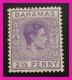 P2Ttt91 Bahamas 1943 2.5d Mauve M $1.80